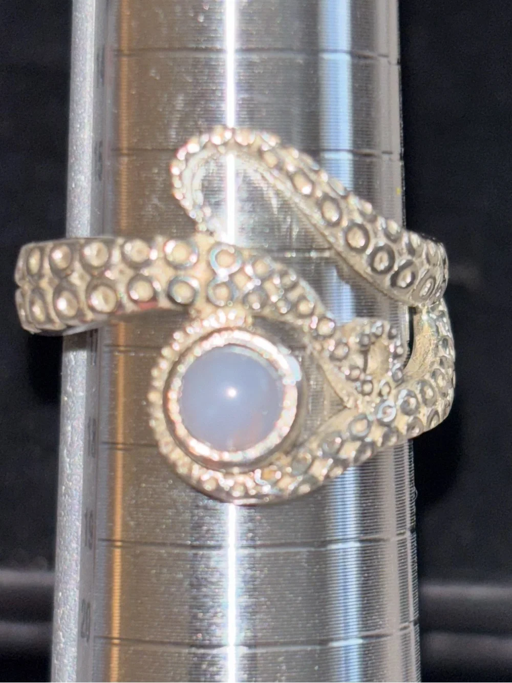 Sterling Silver Octopus Wrap Ring with Moonstone Accent - Size 8